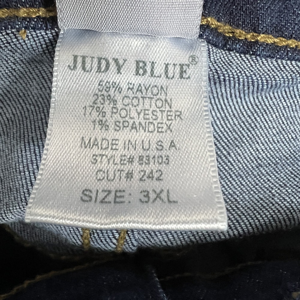 Judy Blue Jeans Womens 3XL Blue Dark Wash Stretch Mid Rise Skinny Plus Size USA - Picture 5 of 15
